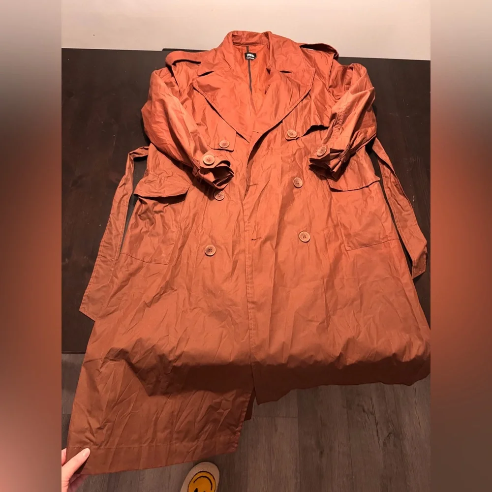 Zara Waterproof Brown Oversized Trench Coat - Picture 4 of 11